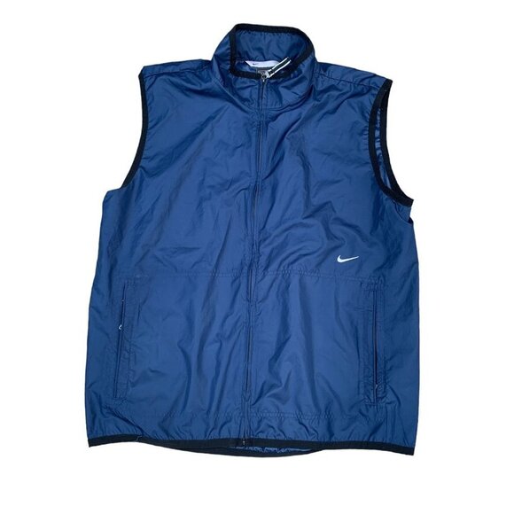 VINTAGE 90s Nike Jacket Vest Large Navy Blue - Picture 2 of 4